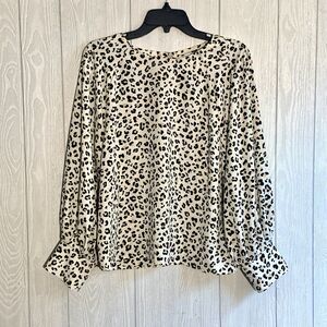 Nine West Leopard Print Blouse - Black and Cream